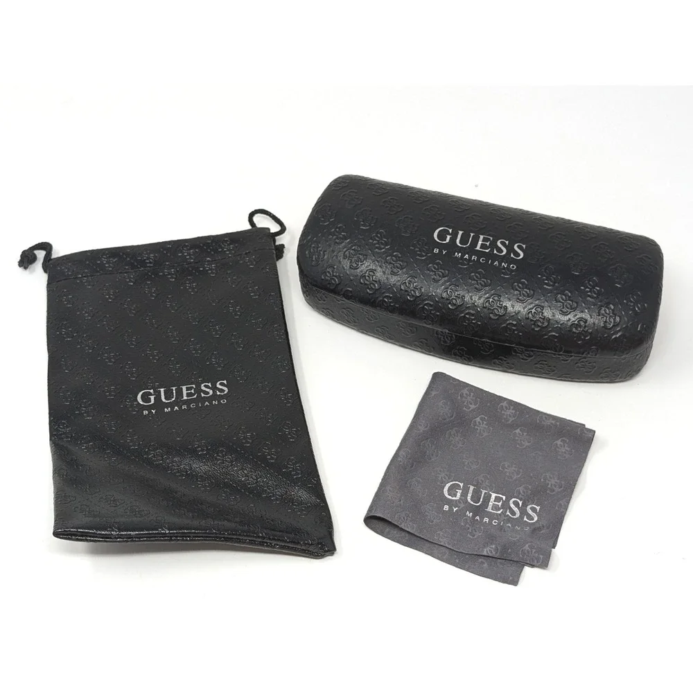 Guess By Marciano Black Leather Hard Shell Sunglass‎ Case Pouch & Cloth